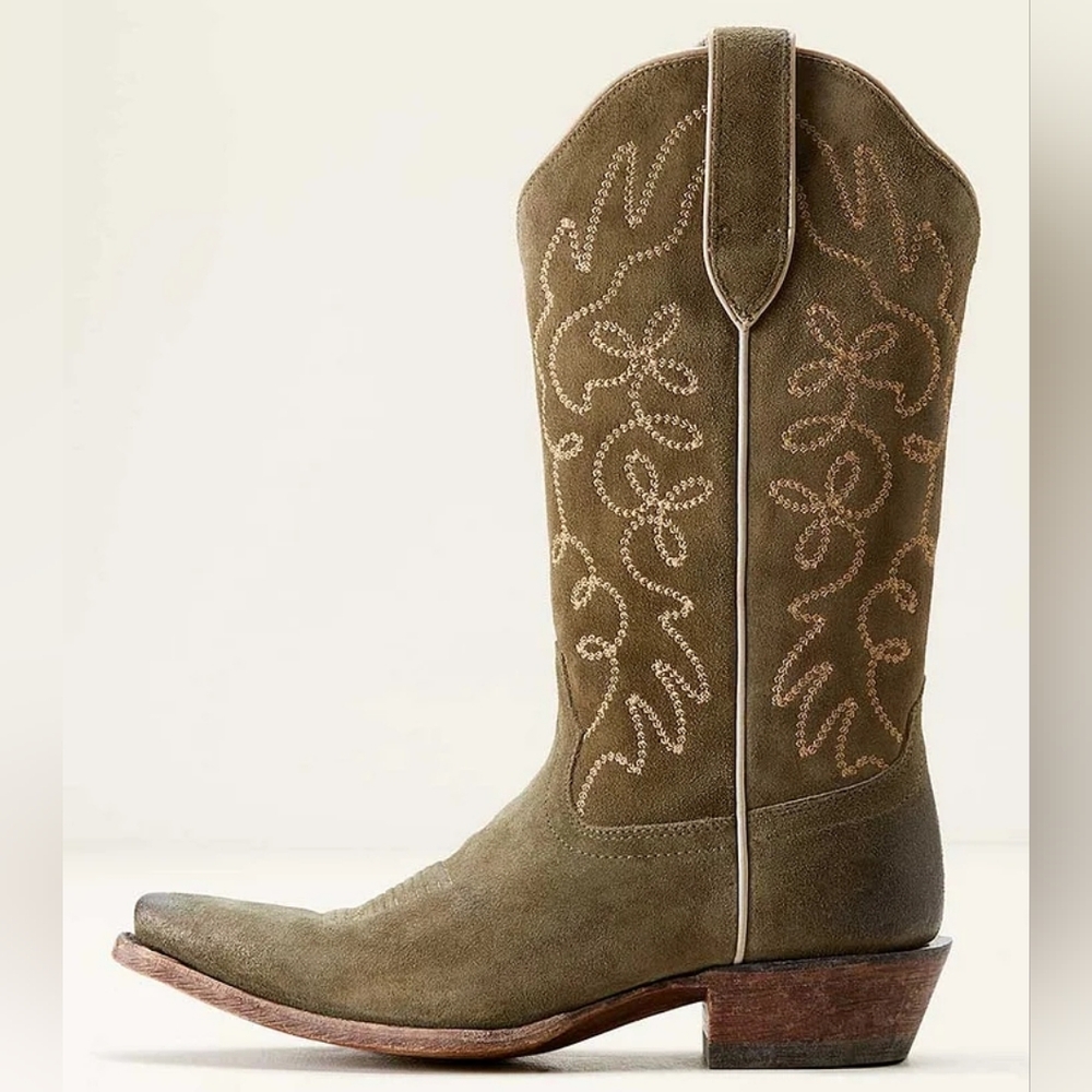 ARIAT Olive Suede Cowboy Boots Size 9.5 Jukebox X Toe - Picture 8 of 14